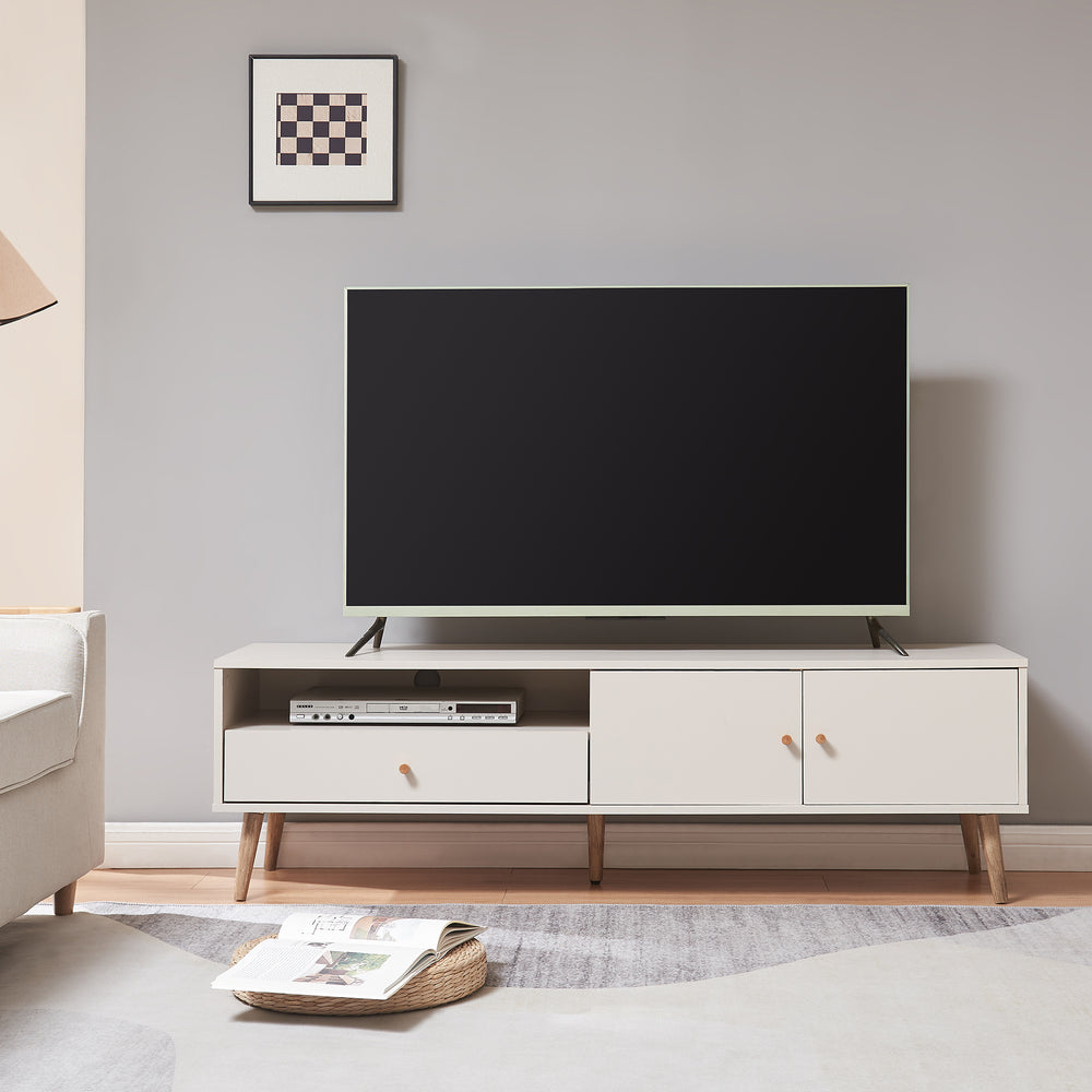 Szafka RTV Hallevil 150x39x45 cm biała [en.casa] - premiumXL