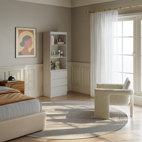 Regał Les z 3 szufladami 180x60x35 cm Biały [en.casa]