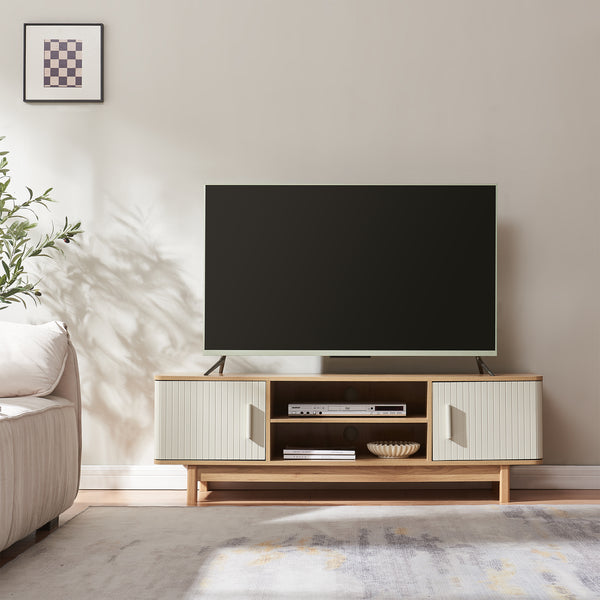 Szafka pod TV Ferrersp z 2 drzwiami 140x40x45 cm dąb/kolory piasku [en.casa]