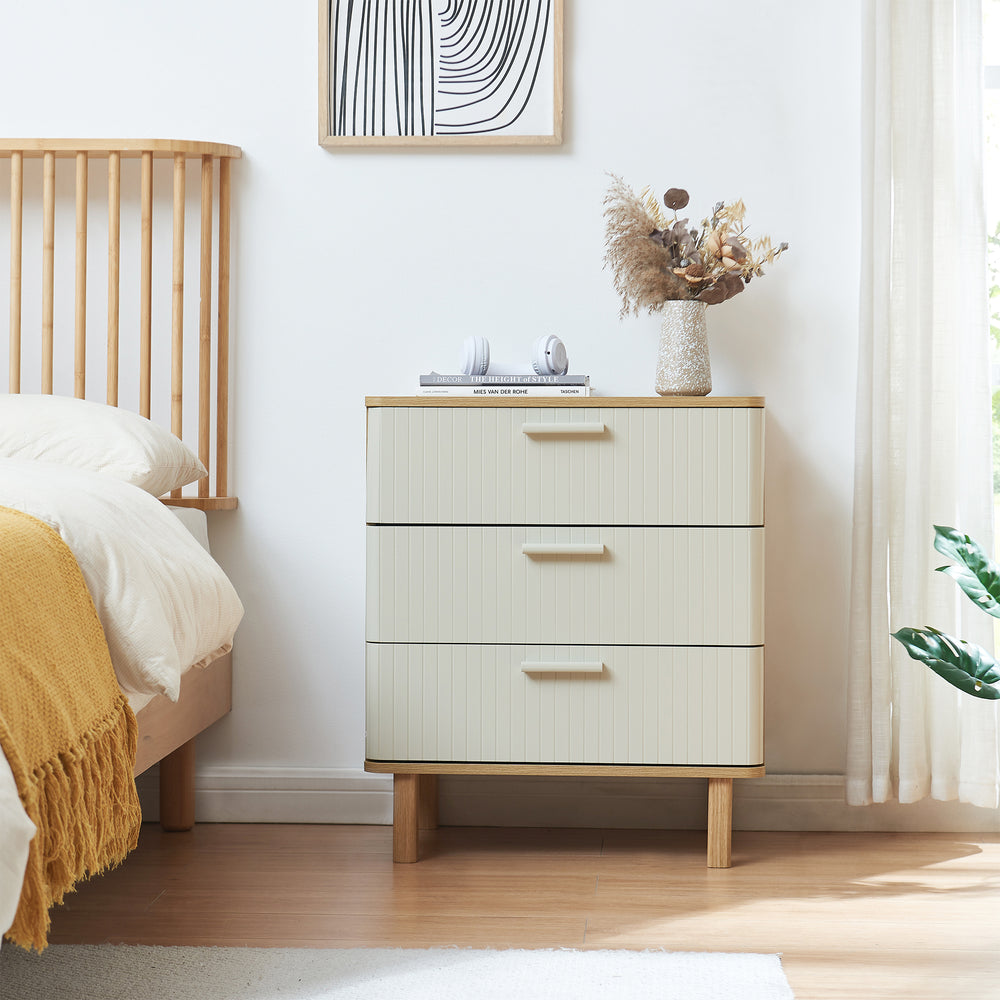 Komoda Ferrersp z 3 szufladami 70x60x40 cm dąb/kolory piasku [en.casa]
