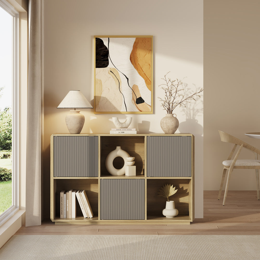 Sideboard Trömi 75x120x30 cm dąb optyka/szary [en.casa]