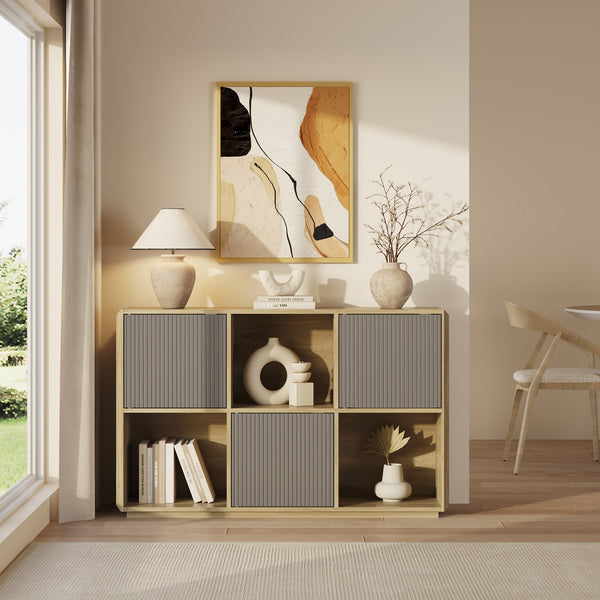 Sideboard Trömi 75x120x30 cm dąb optyka/szary [en.casa]