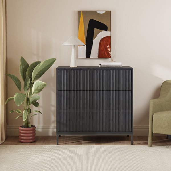 Komoda Nykapin 80x80x40 cm Czarna [en.casa]