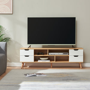Szafka RTV Bordkak 140x30x45 cm dąb dekor/biały [en.casa]