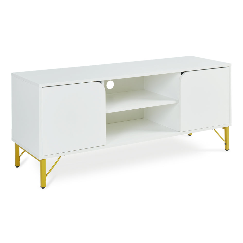 Szafka RTV Reyri 120x39x52 cm Biała/Złota [en.casa]