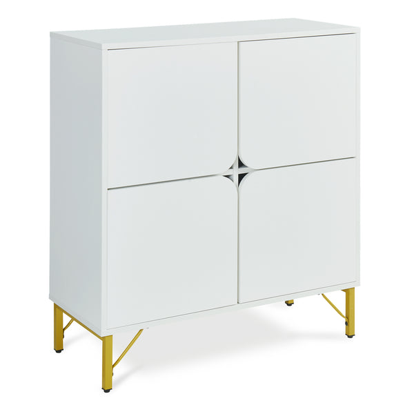 Sideboard Reyri 90x80x35 cm Biały/Złoty [en.casa]