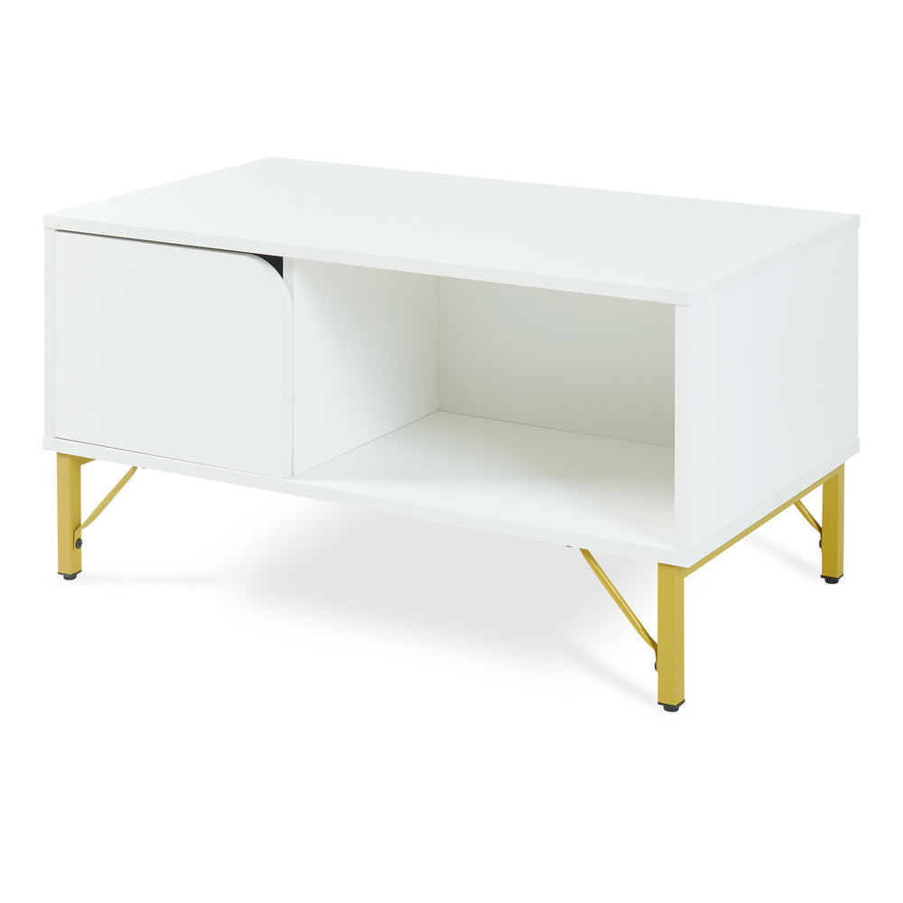 Stolik kawowy Reyri 80x45x42 cm Biały/Złoty
