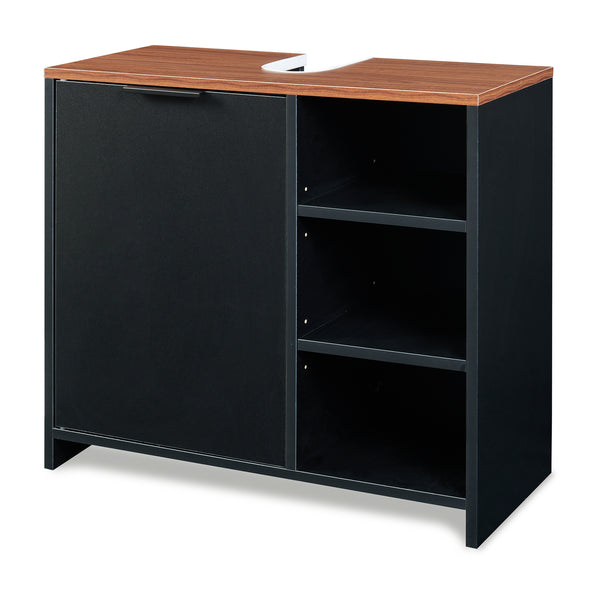 Szafka pod umywalkę Trond 60x66x30 cm Czarny/Orzechowy wygląd [en.casa]