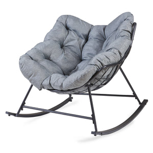 Fotel bujany kosz Villeneuve 85x90x91 cm Czarny/Szary [en.casa]
