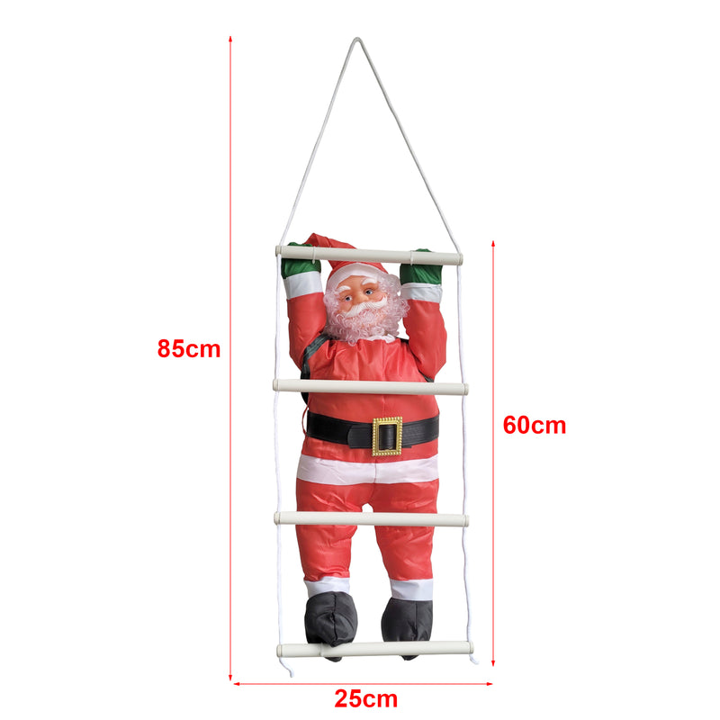 Szkic wymiarowy [en.casa]® Mikołaj na drabinie dekoracja świąteczna 90 cm