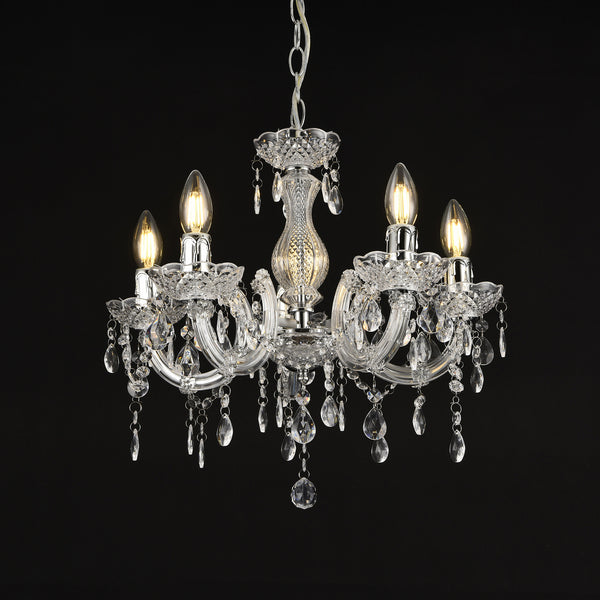 Żyrandol Weimar 5x E14 Ø35 x 145 cm kryształ/biały lux.pro
