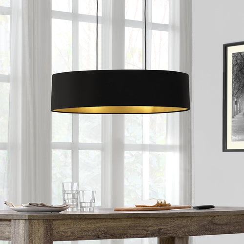 Lampa wisząca Westerbork 2 żarówki E27 tkanina czarna lux.pro