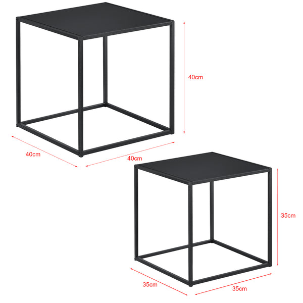Stolik boczny Morsum zestaw 2 industrialny design czarny [en.casa]