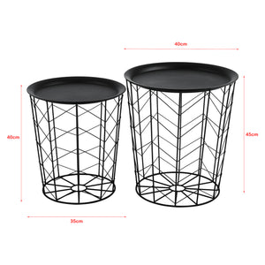 Zestaw 2 metalowych stolików bocznych Cerisey Black en.casa