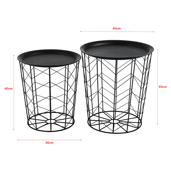 Zestaw 2 metalowych stolików bocznych Cerisey Black en.casa