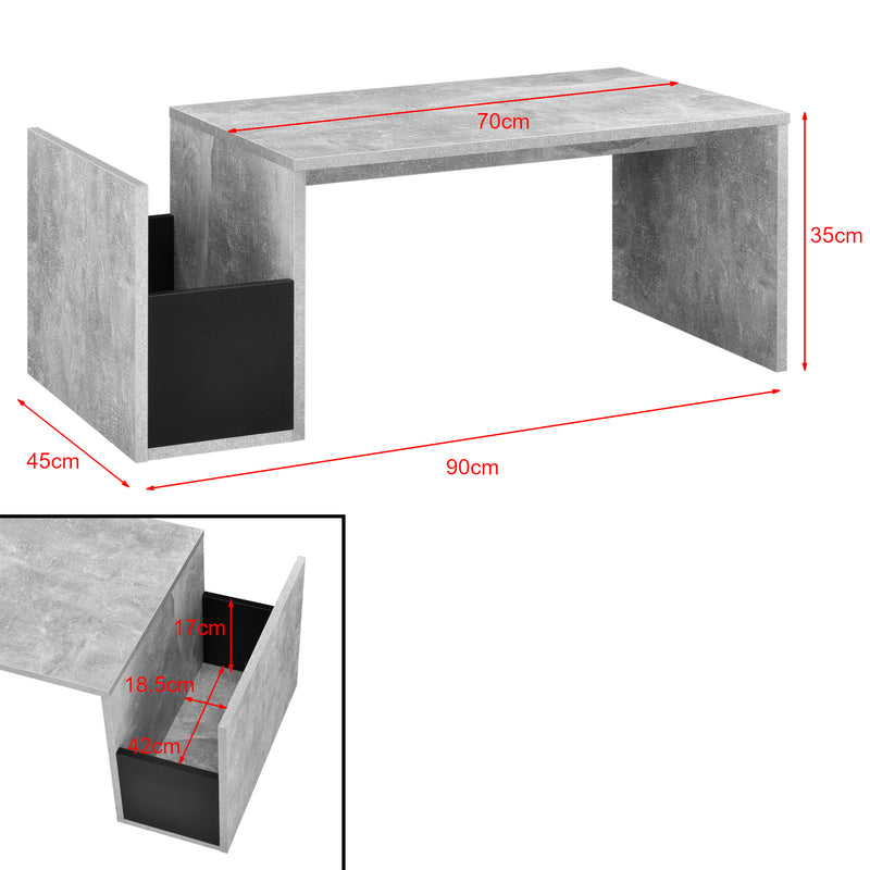 Szkic wymiarowy Stolik kawowy Bollnäs 90x45x35 cm z półką w różnych kolorach kolory en.casa