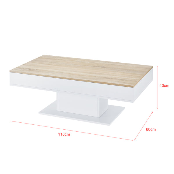 Stolik kawowy Lünen 40x110x60cm z 2 schowkami o wyglądzie dębu biały en.casa