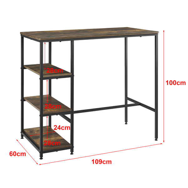 Stolik barowy Växjö 100x109x60cm ciemne drewno en.casa
