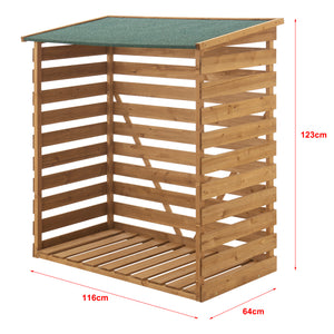 Wiata na drewno opałowe 123x116x64cm naturalne drewno jodłowe [en.casa]