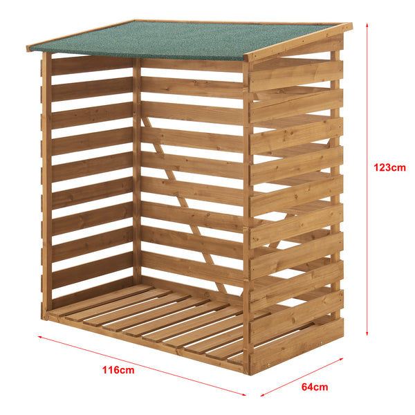 Wiata na drewno opałowe 123x116x64cm naturalne drewno jodłowe [en.casa]
