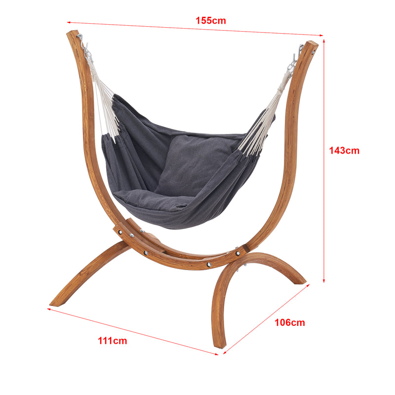 Szkic wymiarowy Fotel wiszący Grevena 155x106x143cm ciemnoszary [en.casa]