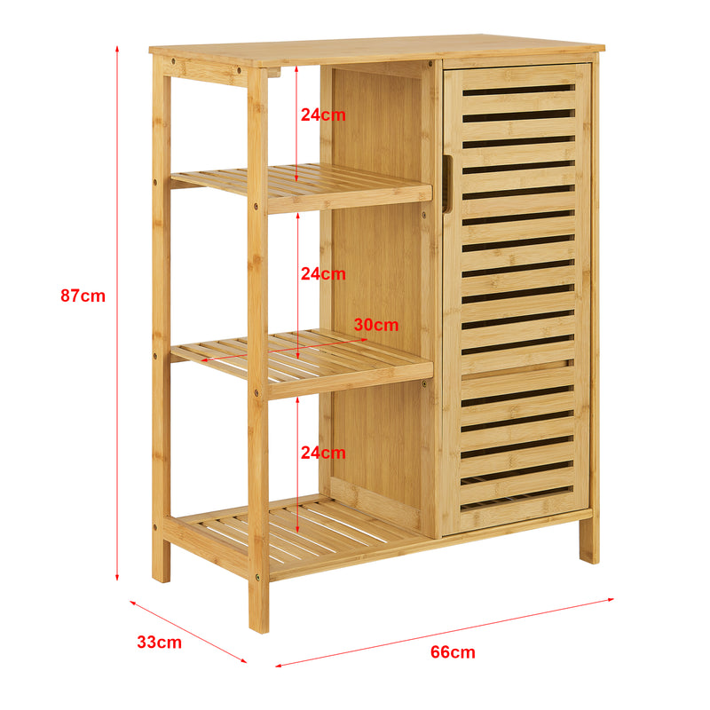 Szkic wymiarowy Szafka łazienkowa Vetlanda bambus 87x66x33 cm [en.casa]