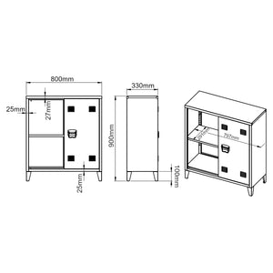 Metalowa szafka Oripää 90x80x33 cm czarna [en.casa]