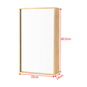 Szafka z lustrem Ikorfat 60,5 x 35 x 14 cm naturalny bambus [en.casa]