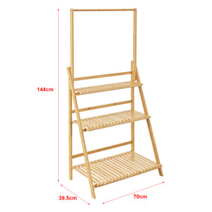 Brändö 3-poziomowa drabinka do roślin 144 x 70 x 39,5 cm bambus [en.casa]