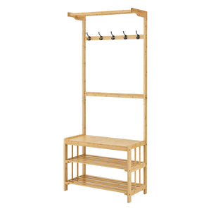 Wieszak Tornio 168 x 70 x 35 cm wykonany z naturalnego bambusa [en.casa]