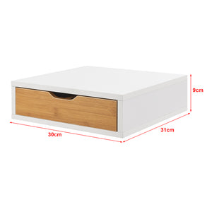 Pudełko z szufladami Vieremä 9x30x31cm białe/bambusowe [en.casa]