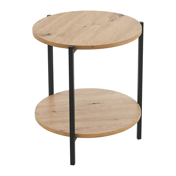 Stolik boczny Kuopio 50xØ40cm czarny/drewniany [en.casa]