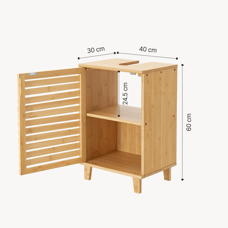 Szkic wymiarowy Szafka podumywalkowa Iveland 60x40x30cm bambus [en.casa]