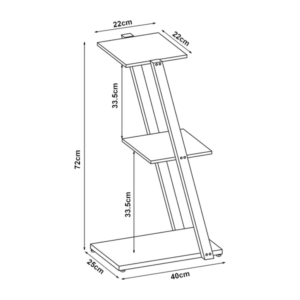 Półka stojąca Rollag 72x40x25cm metalowa czarna [en.casa]