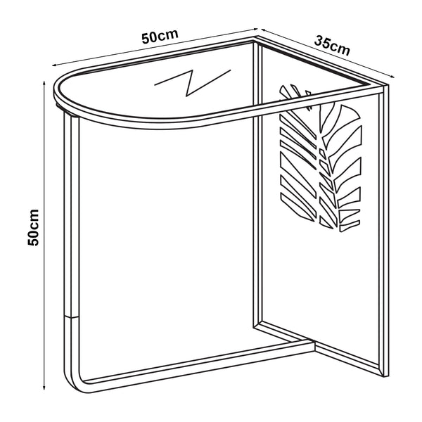 Stolik boczny Ulvik 50x50x35cm wykonany z metalu i szkła czarny [en.casa]