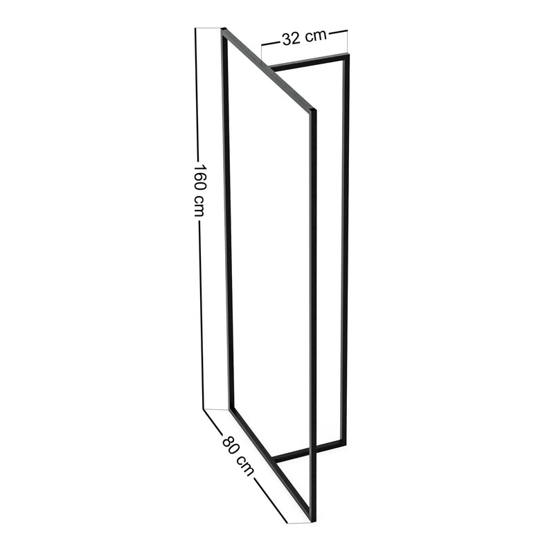 Szkic wymiarowy Wieszak na płaszcze Hurdal 160x80x32cm czarny [en.casa]