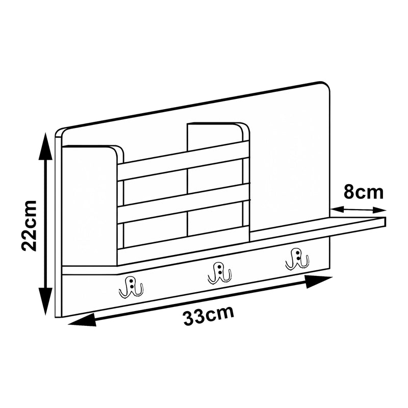 Szkic wymiarowy Półka ścienna Giske 33x8x22 cm bambus [en.casa]