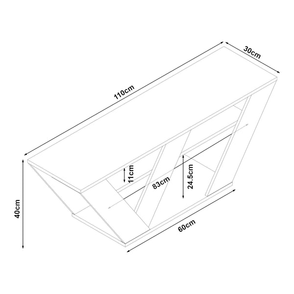 Stolik pod telewizor Nome 110x30x40cm dąb [en.casa]