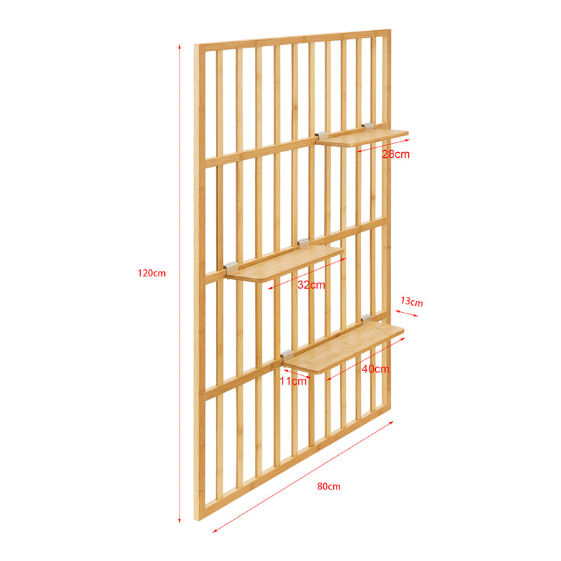 Szkic wymiarowy Półka ścienna Røst 120x80x13cm bambus [en.casa]