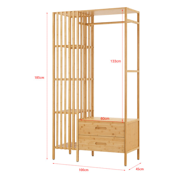 Stojak na ubrania Varanger 185x100x45 cm bambus [en.casa]