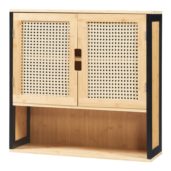 Szafka łazienkowa Tervola 60x60x20 cm czarna/bambus [en.casa]