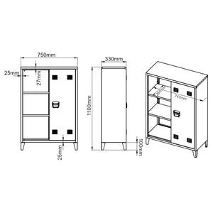 Metalowa szafka Oripää 110x75x33 cm ciemnoszara [en.casa]