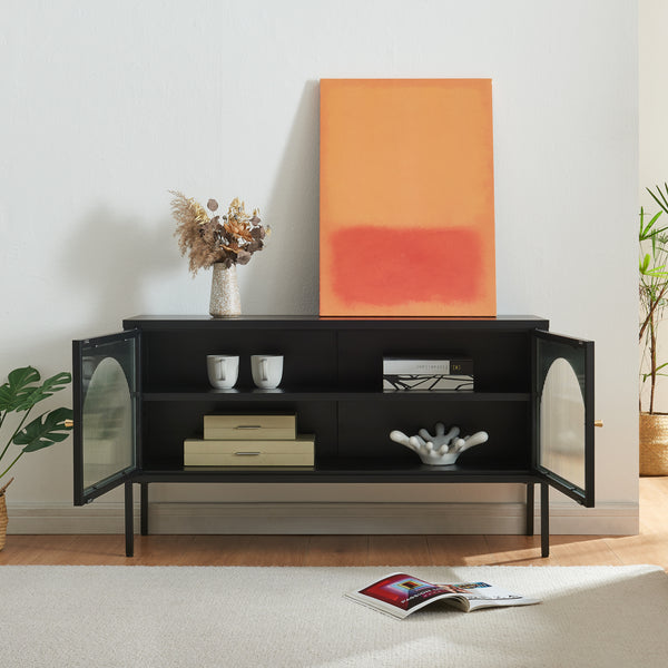 Szafka pod TV Karlskrona 115x35x64 cm czarna, matowa [en.casa]