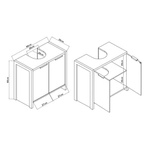 Szafka pod umywalkę Namsskogan 60x60x30cm w dekorze orzecha włoskiego [en.casa]