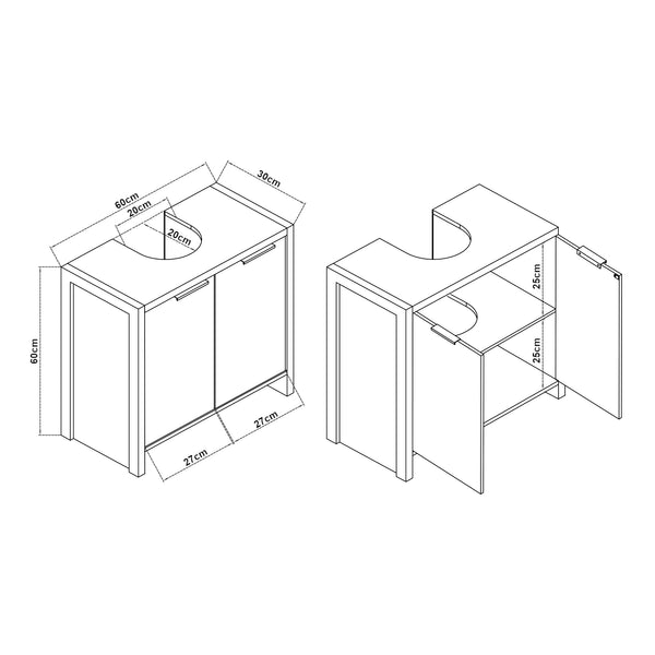 Szafka pod umywalkę Namsskogan 60x60x30cm w dekorze orzecha włoskiego [en.casa]