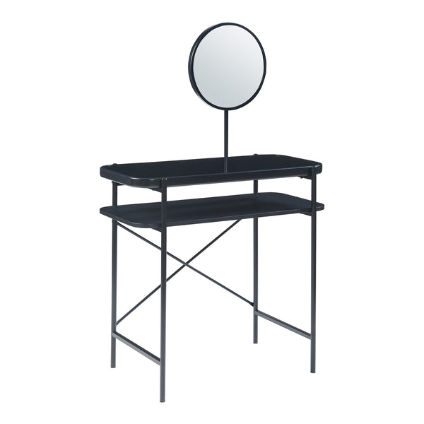 Toaletka Hjelmeland z lustrem 129x80x44 cm czarna [en.casa]