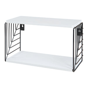 Półka ścienna Moss 39x18x23 cm czarny/biały [en.casa]