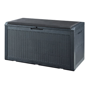 Schowek Atella 122x545x65cm czarny rattan [casa.pro]