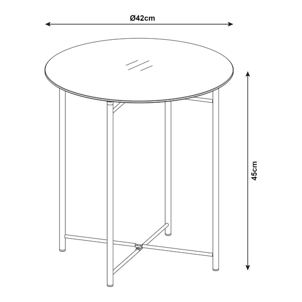 Stolik boczny Ödeshög ze szklanym blatem 45xØ42cm czarny [en.casa]