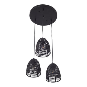 Lampa wisząca Andover metal+rattan czarna [lux.pro]